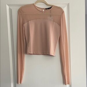 Zara Peach Long Sleeve Crop Top